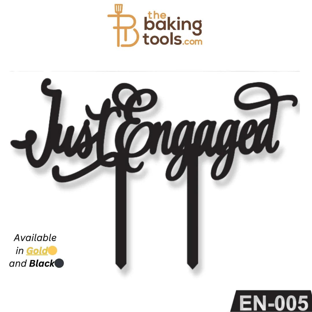 Just Engaged Acrylic Engagement Cake Topper Tag EN-005 - thebakingtools.com