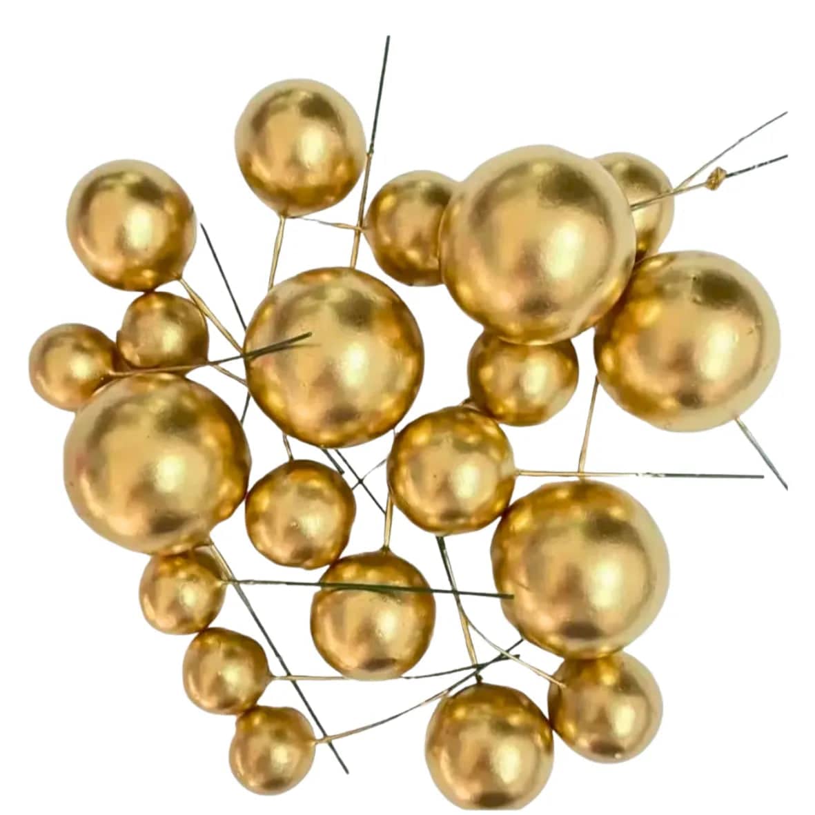 Golden Faux Ball Cake Topper - Pack of 20 Pieces - thebakingtools.com