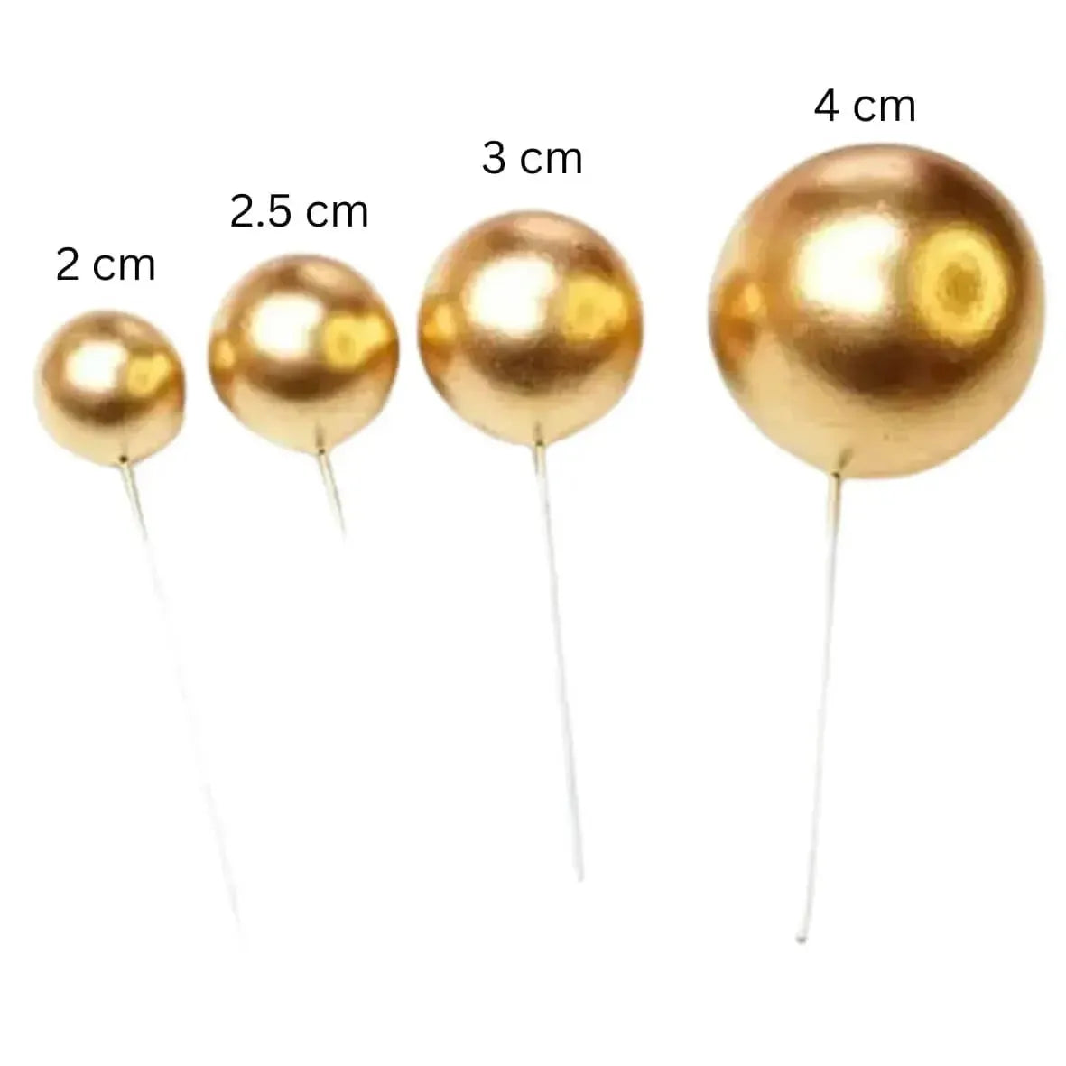 Golden Faux Ball Cake Topper - Pack of 20 Pieces - thebakingtools.com