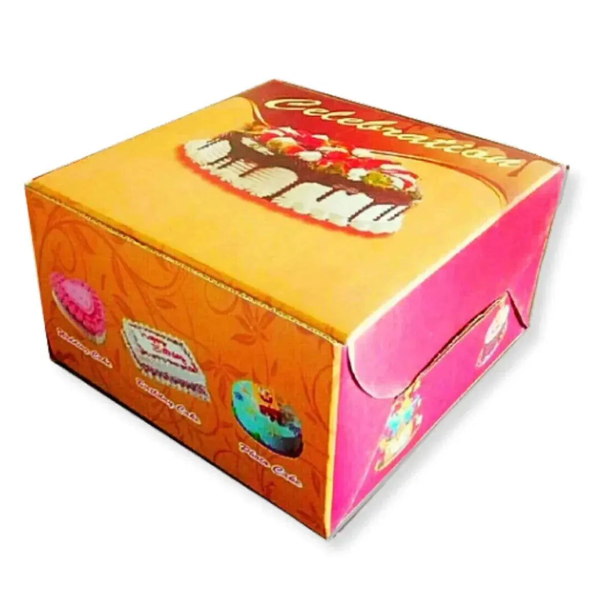 Printed Cake Box Corrugated 500gm [8x8x5] Pack of 10 - thebakingtools.com