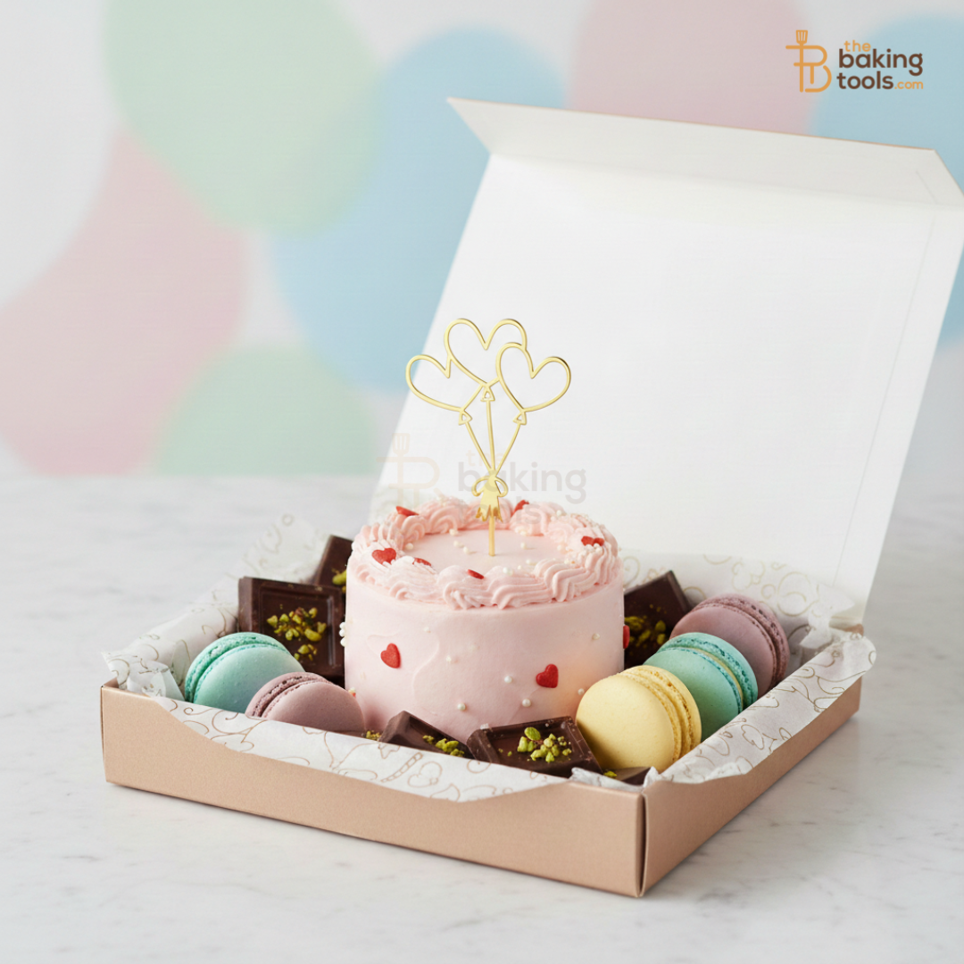 Valentine 3 Heart Balloon Acrylic Cake Topper – Mirror Gold (3 Inch, Pack of 5)