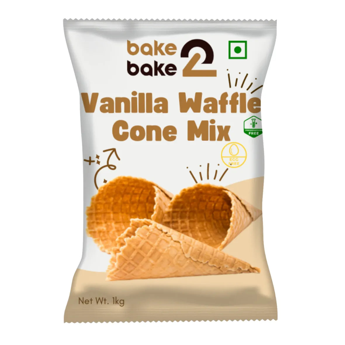 Vanilla Waffle Cone Premix 1 Kg - Bake2Bake by TheBakingTools - thebakingtools.com