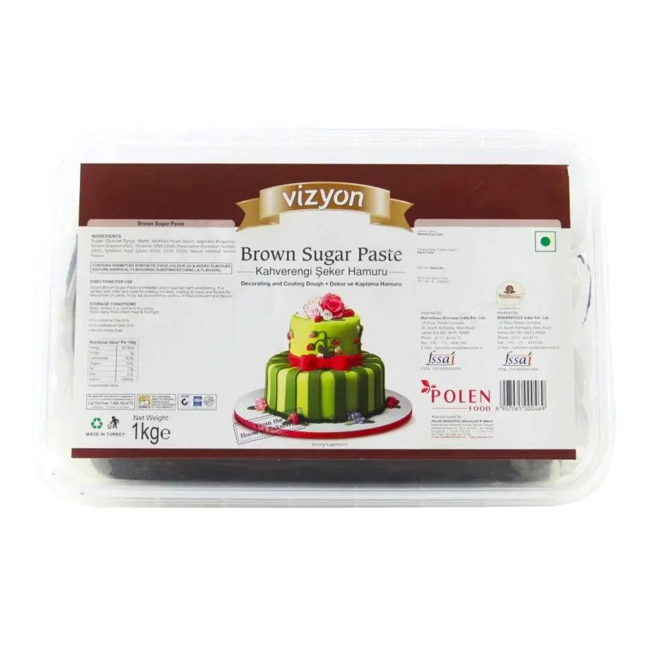 Vizyon Sugar Paste (Fondant) Brown, 1 Kg - thebakingtools.com