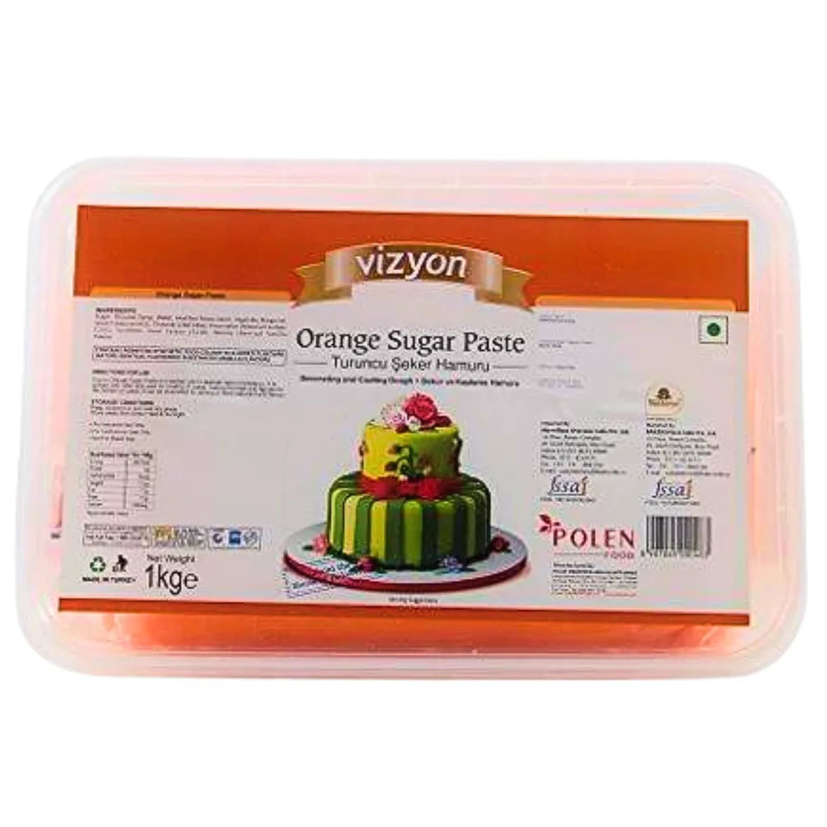 Vizyon Sugar Paste (Fondant) - Orange 1 kg, 1000 g - thebakingtools.com