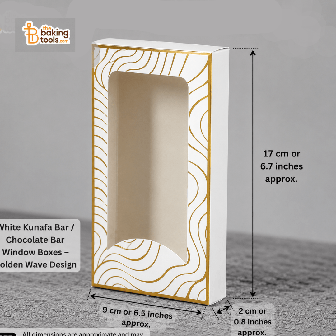 White Kunafa Bar / Chocolate Bar Window Box – Golden Wave Design (10 Pc)