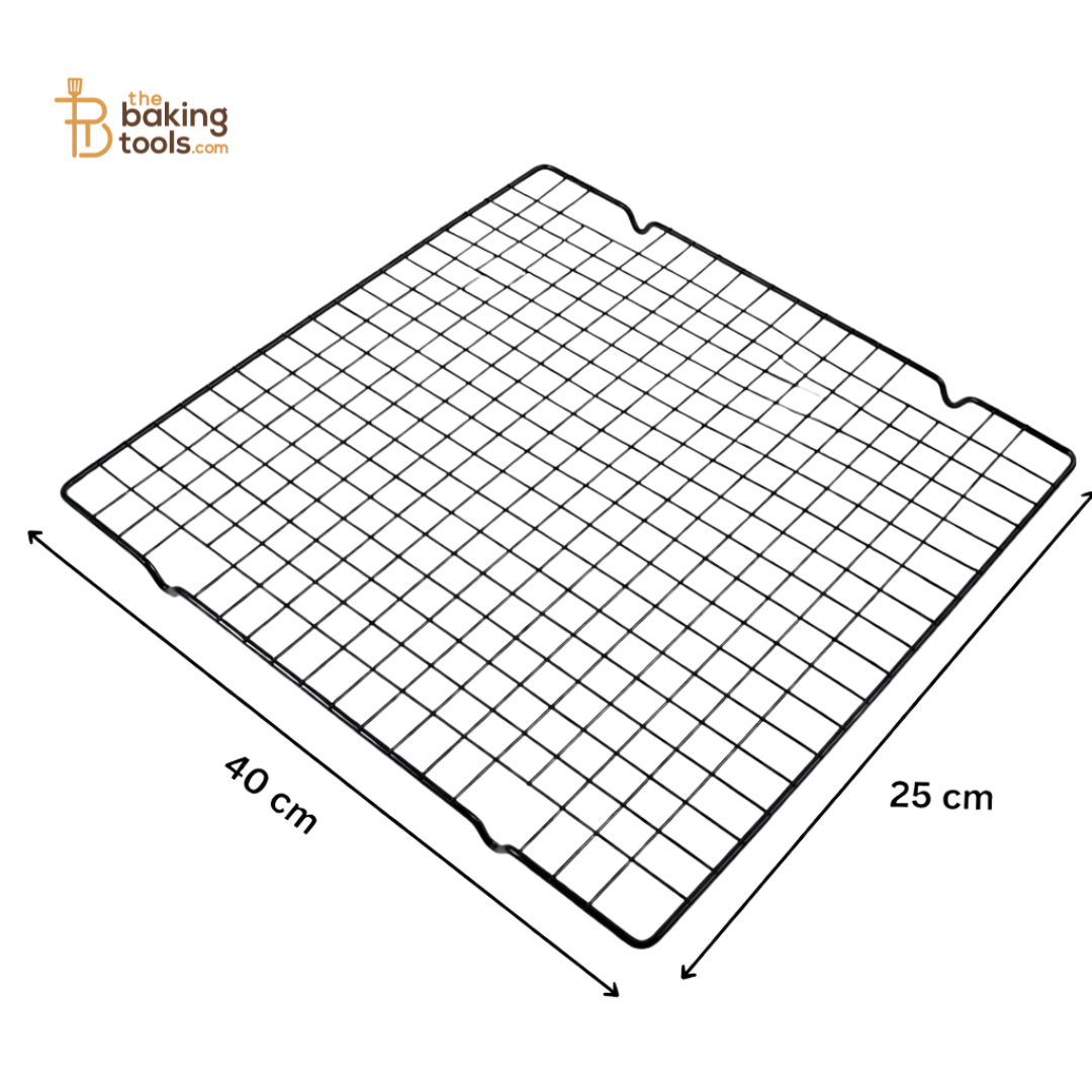 Cake Cooling Rack – 25x40 cm | Non-Stick Wire Baking Rack for Cakes, Cookies & Breads, Black (NO COD)