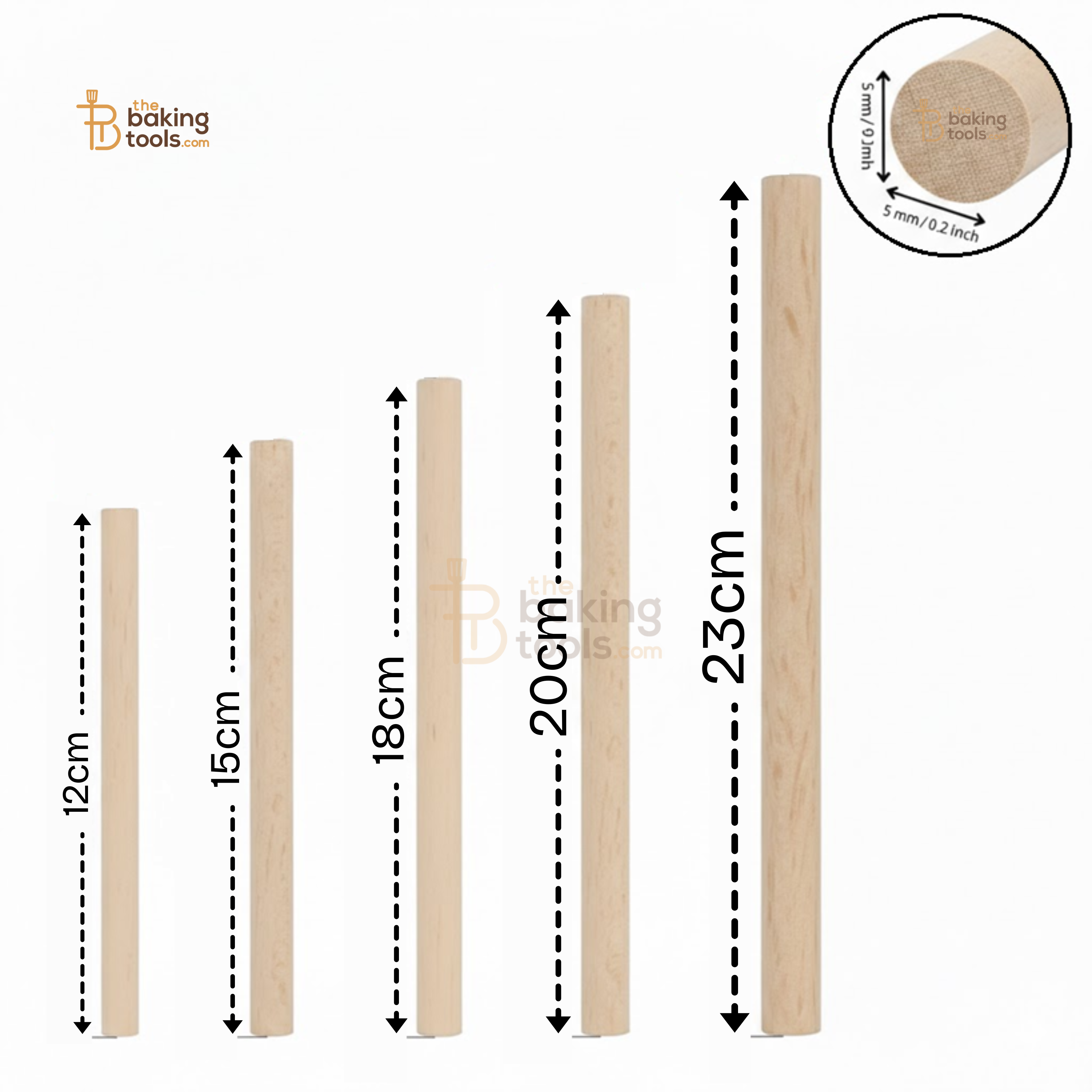 Pre Cut Wooden Sticks Cake Dowels | Support Rods for Tiered & Tall Cakes - Multiple Sizes Available